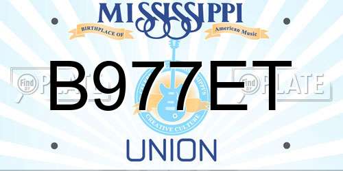 B977ET Mississippi License Plate