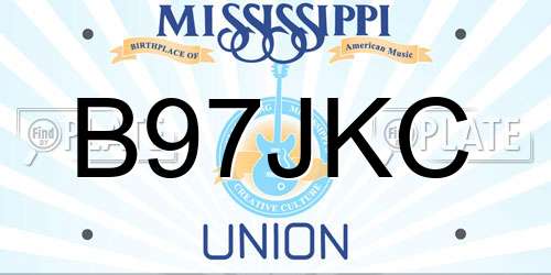 B97JKC Mississippi License Plate