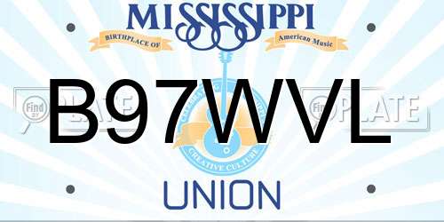 B97WVL Mississippi License Plate