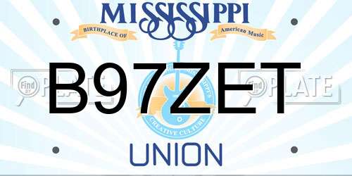 B97ZET Mississippi License Plate