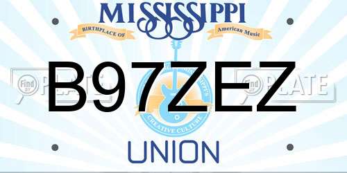 B97ZEZ Mississippi License Plate