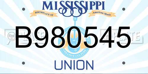 B980545 Mississippi License Plate