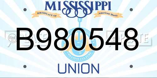 B980548 Mississippi License Plate