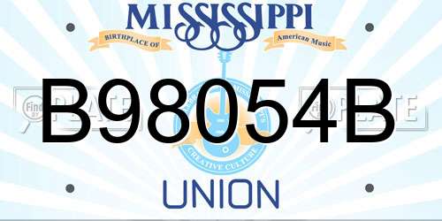 B98054B Mississippi License Plate