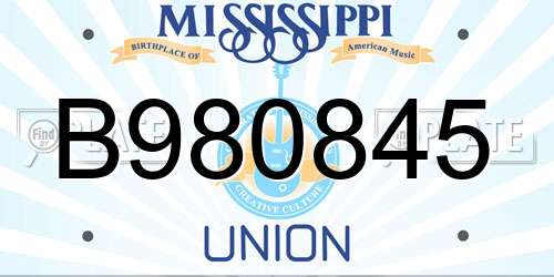 B980845 Mississippi License Plate