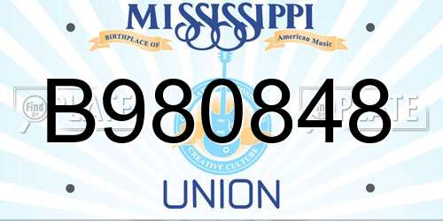 B980848 Mississippi License Plate