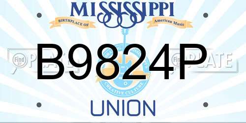 B9824P Mississippi License Plate