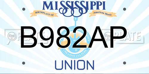 B982AP Mississippi License Plate