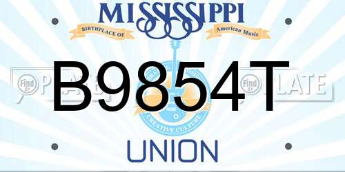 B9854T Mississippi License Plate