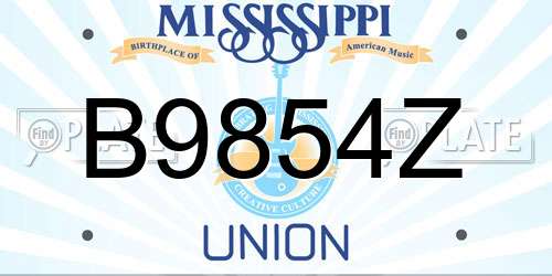 B9854Z Mississippi License Plate