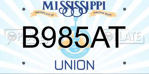 B985AT Mississippi License Plate
