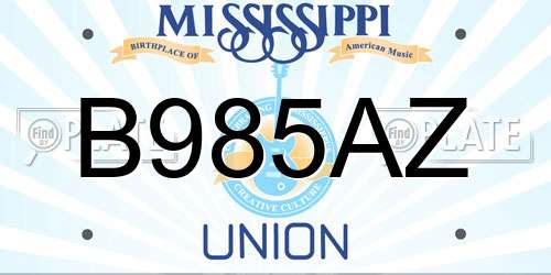 B985AZ Mississippi License Plate
