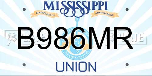 B986MR Mississippi License Plate