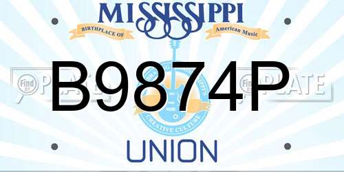 B9874P Mississippi License Plate