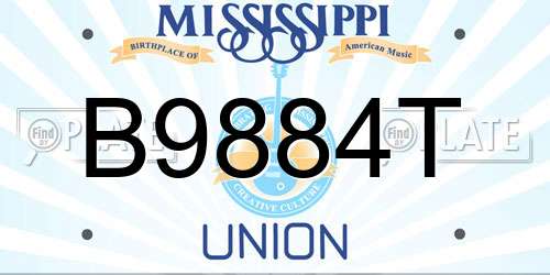 B9884T Mississippi License Plate