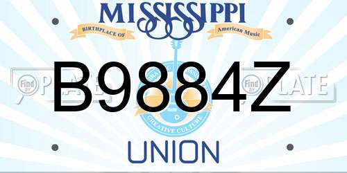 B9884Z Mississippi License Plate