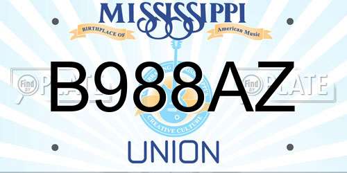 B988AZ Mississippi License Plate