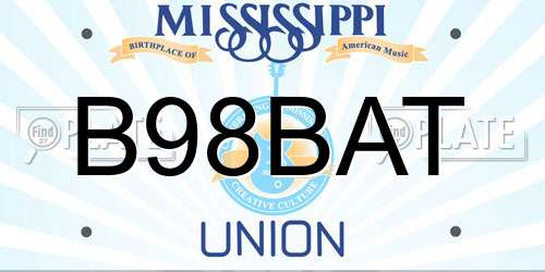 B98BAT Mississippi License Plate