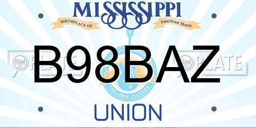B98BAZ Mississippi License Plate