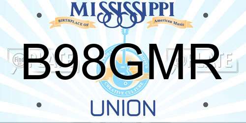 B98GMR Mississippi License Plate