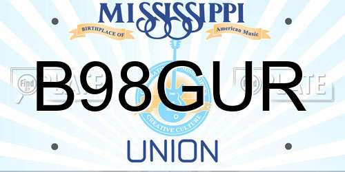 B98GUR Mississippi License Plate