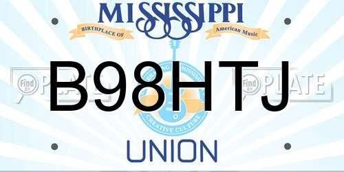 B98HTJ Mississippi License Plate