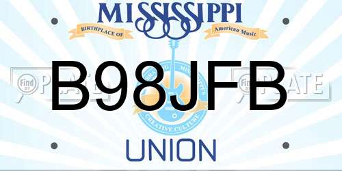 B98JFB Mississippi License Plate