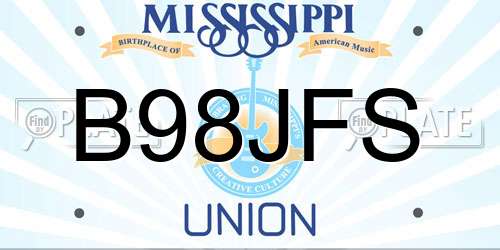 B98JFS Mississippi License Plate