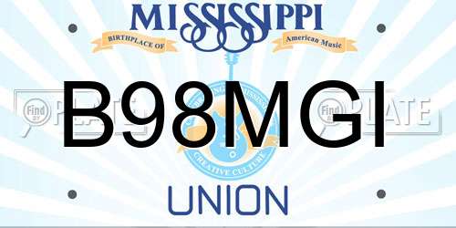 B98MGI Mississippi License Plate