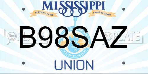 B98SAZ Mississippi License Plate