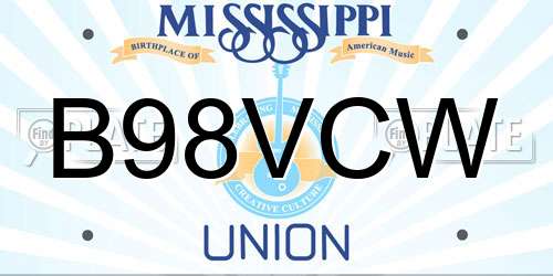 B98VCW Mississippi License Plate