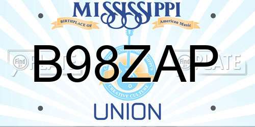 B98ZAP Mississippi License Plate
