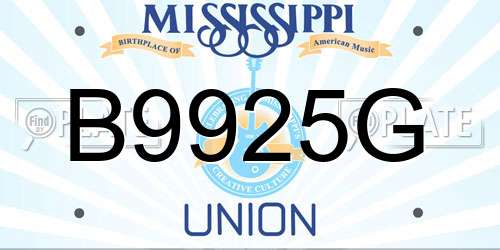 B9925G Mississippi License Plate