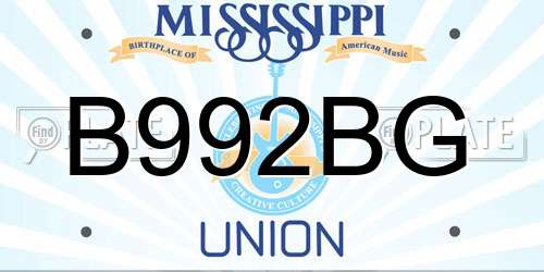 B992BG Mississippi License Plate