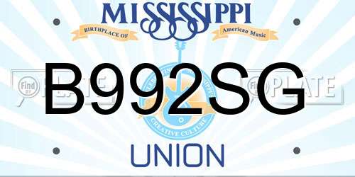 B992SG Mississippi License Plate