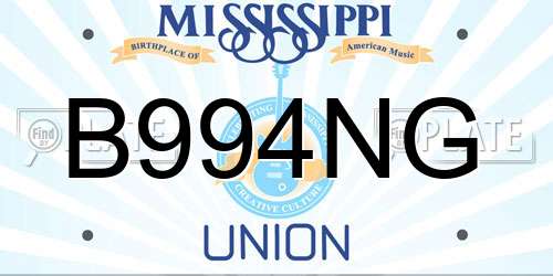 B994NG Mississippi License Plate