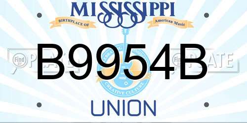 B9954B Mississippi License Plate