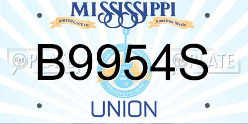 B9954S Mississippi License Plate