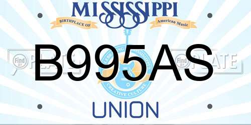 B995AS Mississippi License Plate