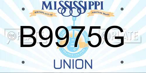 B9975G Mississippi License Plate