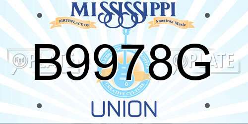 B9978G Mississippi License Plate