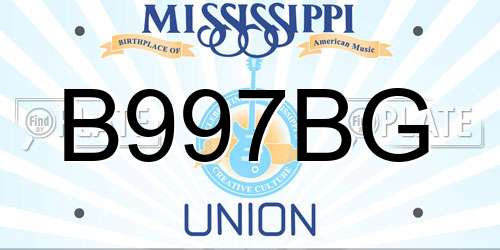B997BG Mississippi License Plate