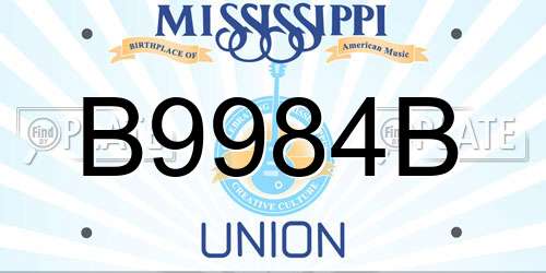 B9984B Mississippi License Plate