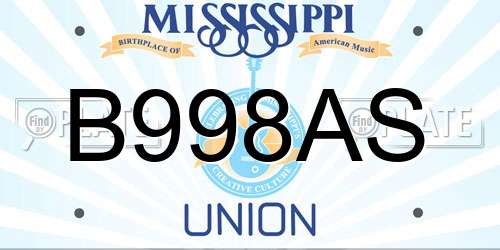 B998AS Mississippi License Plate