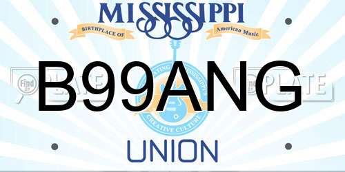 B99ANG Mississippi License Plate