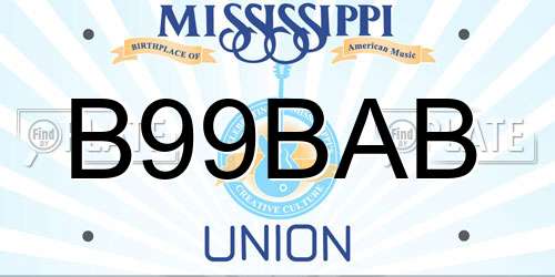 B99BAB Mississippi License Plate