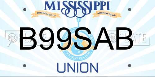 B99SAB Mississippi License Plate