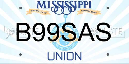 B99SAS Mississippi License Plate