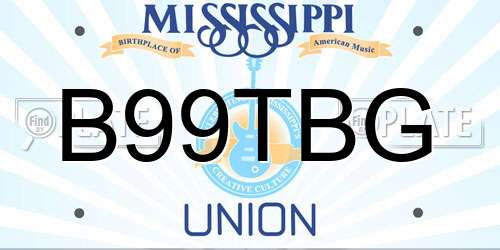 B99TBG Mississippi License Plate