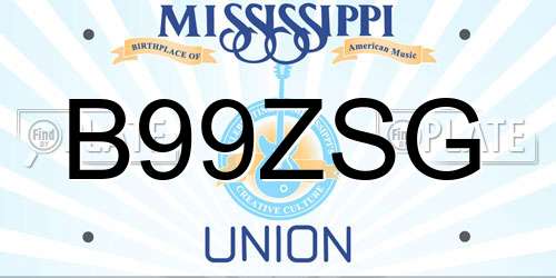 B99ZSG Mississippi License Plate